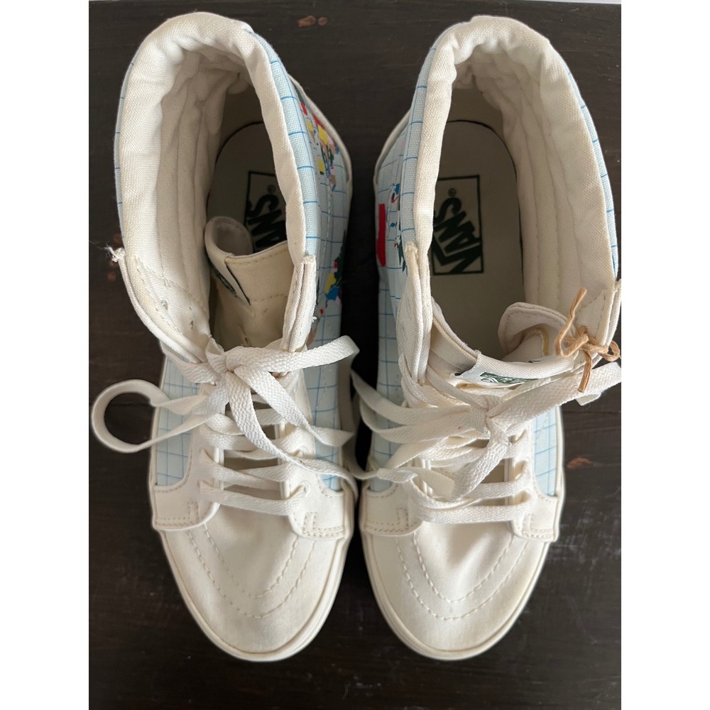 Vans Sk8-Hi Save Our Planet World Map White High Top Sneakers Womens 9 Mens 7.5 - Picture 5 of 10